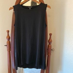Eileen Fisher black jersey sleeveless high low tunic in size small